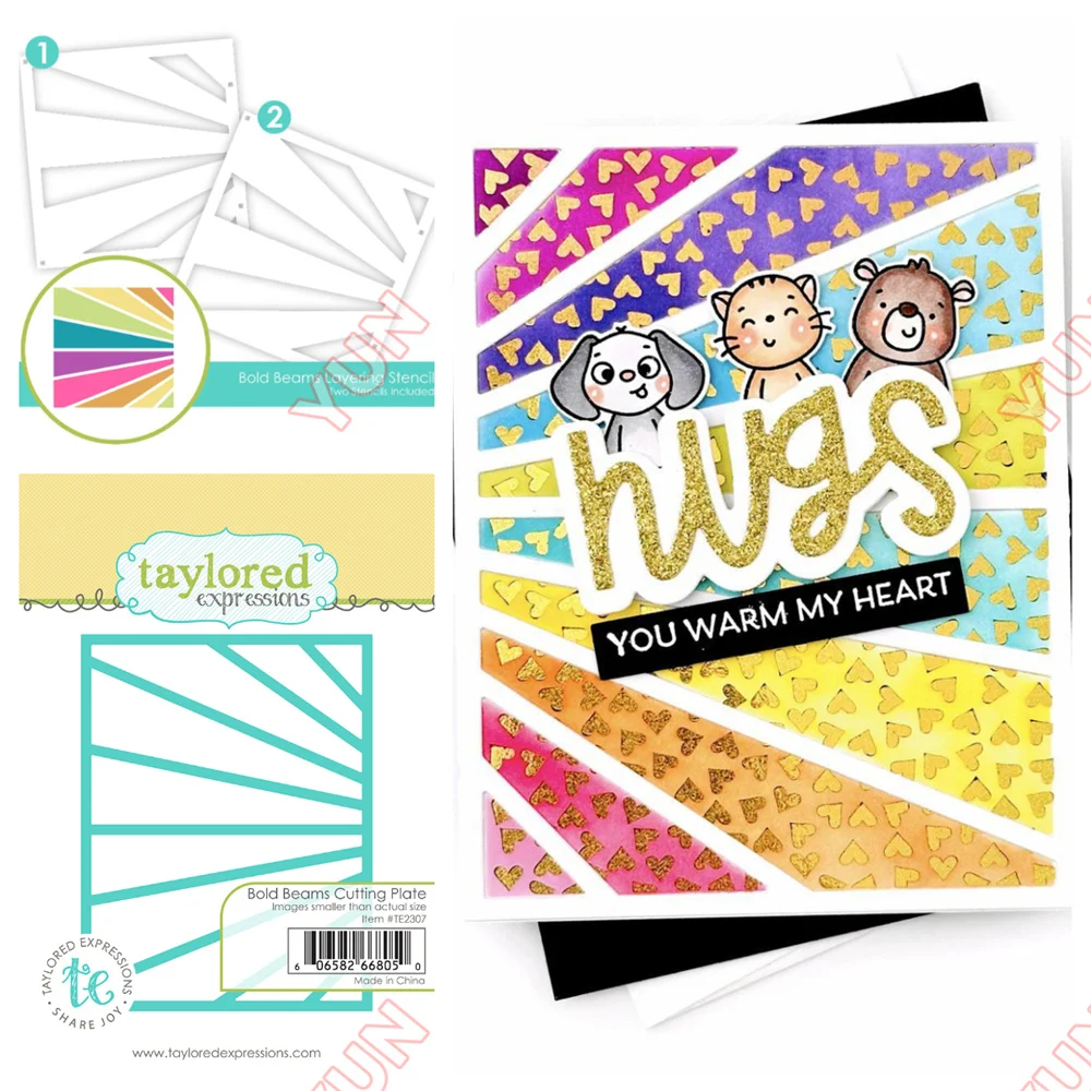 

Bold Beams Cutting Plate Die Metal Cutting Dies Stencils DIY Scrapbooking Cards Congrats Add-Ons Die Framework Embossing Stencil