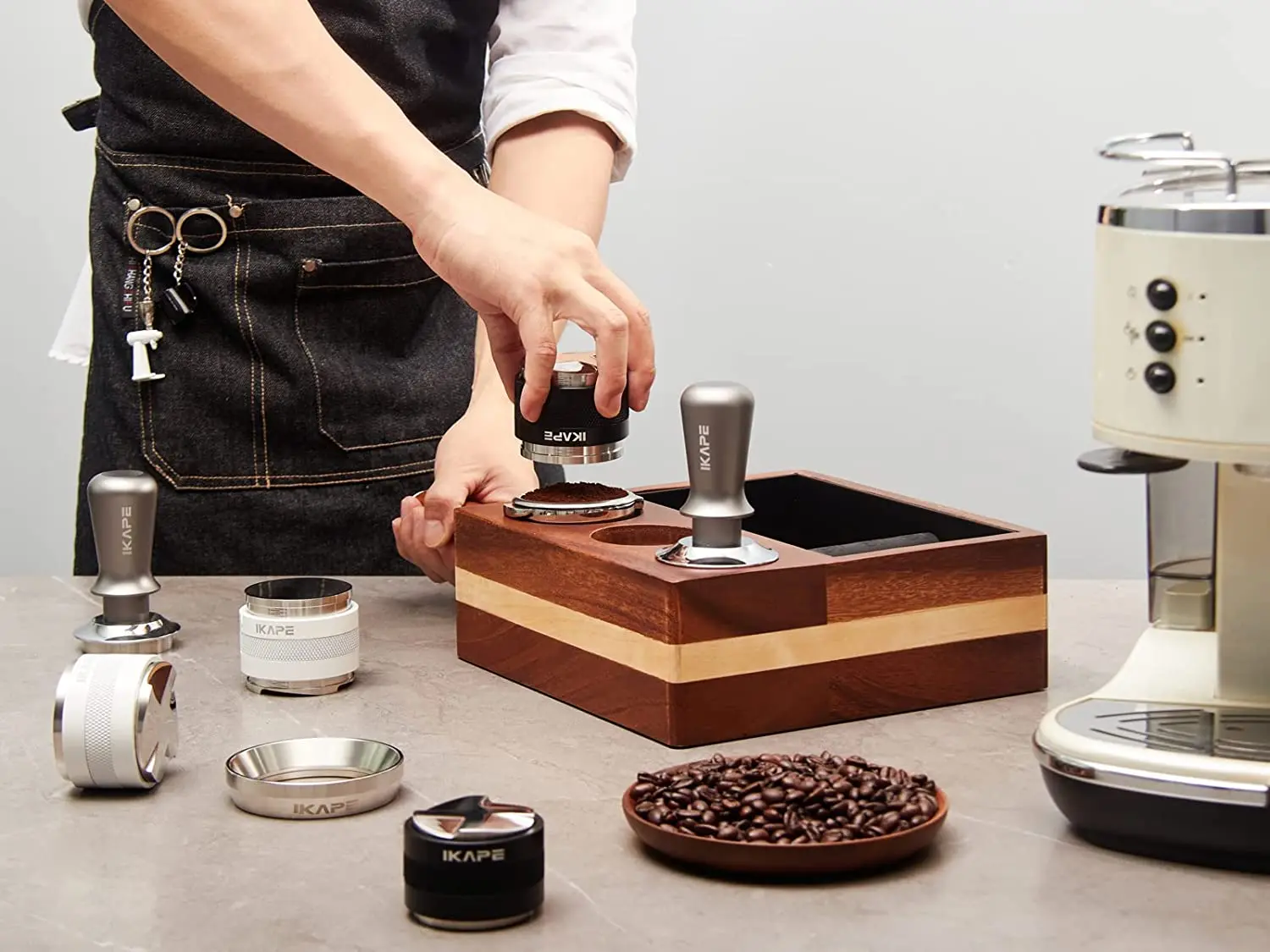 IKAPE V3 Espresso-Tamper, Premium-Barista-Kaffee-Tamper mit kalibrierter federbelasteter Basis-Tamper aus 100 % Edelstahl – Detail 6