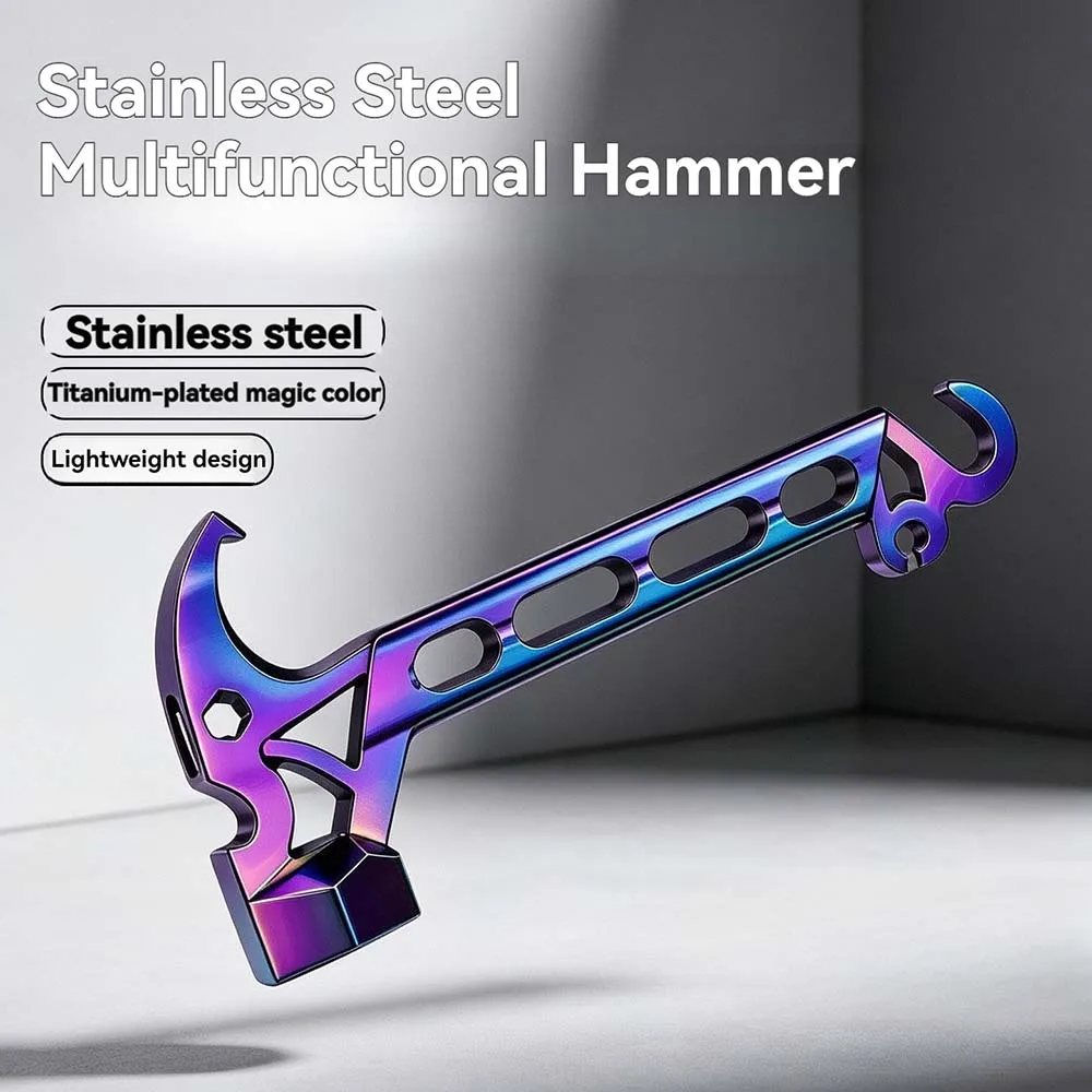 Outdoor Portable EDC Multifunctional Stainless Steel Hammer Household Nail Hammer Car Emergency Window Breaking Tool