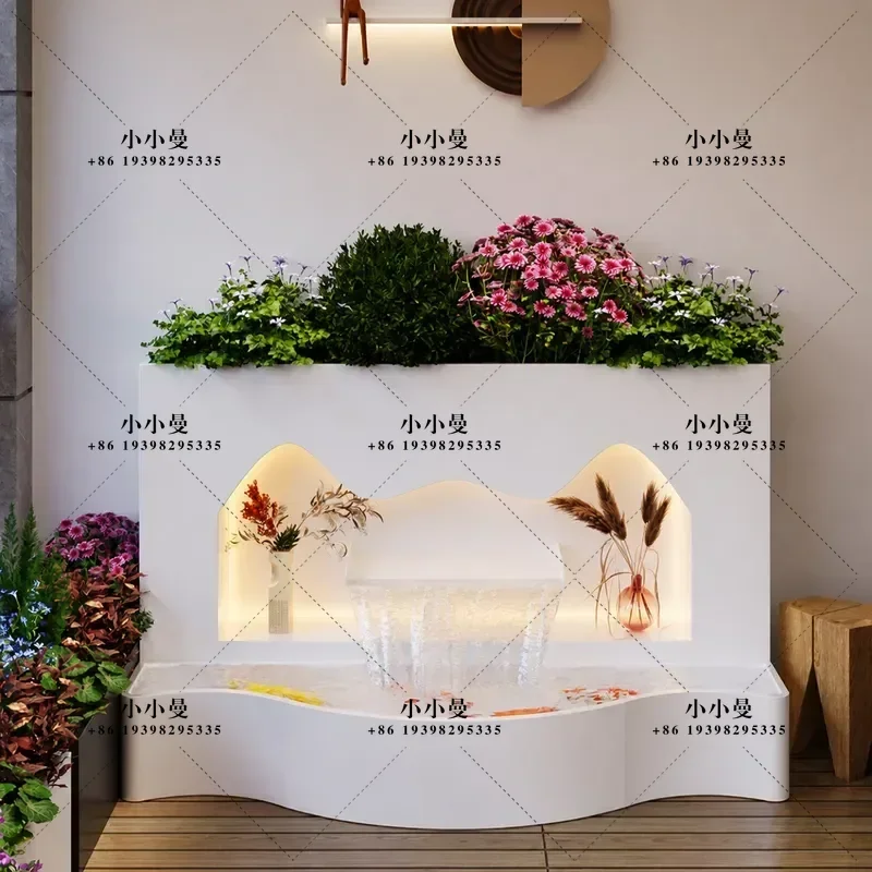 Stainless Steel Outdoor Water Feature Flower Box for Villa Balcony Garden Landscaping Fish Pool Screen Partition Wall Decor