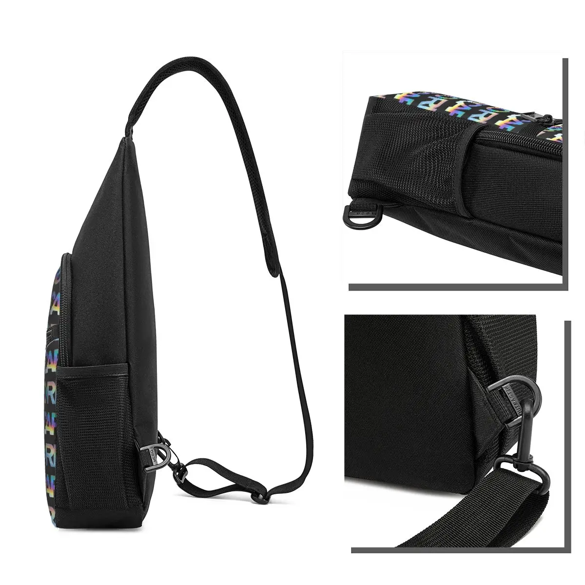 Recaro Houndstooth Logo Chest Bag Men Sling Crossbody Backpack Chest Bag Traveling Hiking Daypack Shoulder Bag view 4