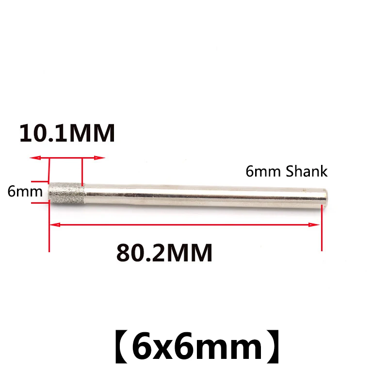 6Mm Shank 80Cm Uitgebreide Staaf Cilindrische Diamant Hoofd 6 8 10Mm Braam Slijpen Graveren Bit Voor Dremel rotary Gereedschap