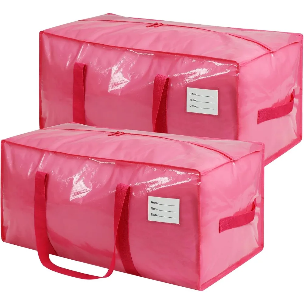 

4PCS Pink Large Capacity Storage Bag, Movable and Waterproof PVC Zipper Bag, Can Be Carried By Hand and Is A Sturdy Storage Bag