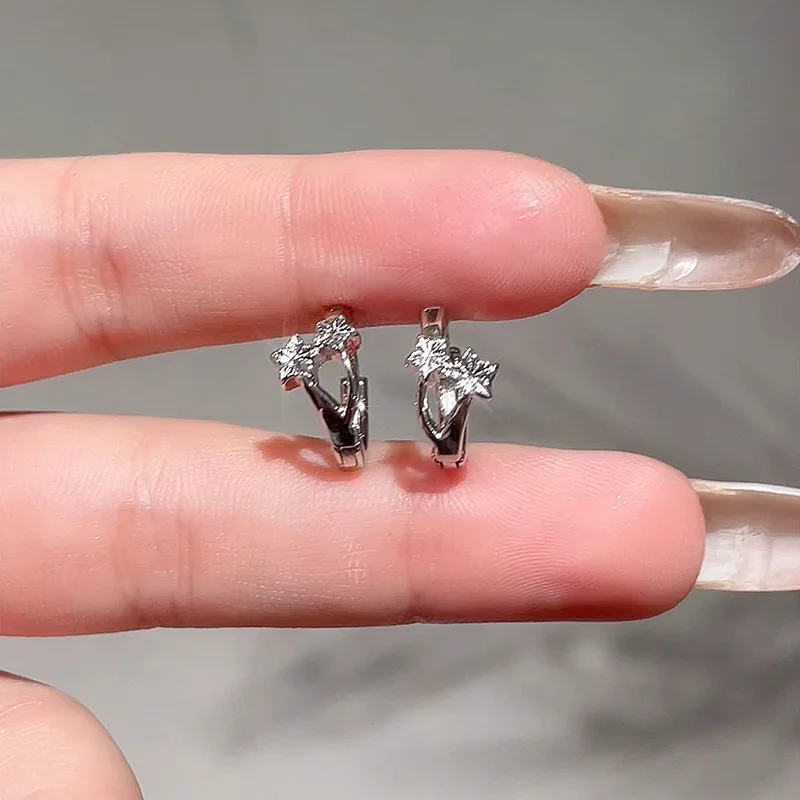 925 Sterling Silver Jewelry Temperament Five-pointed Star Stud Earrings for Women Wedding Party Jewelry For Girls Friend Gift