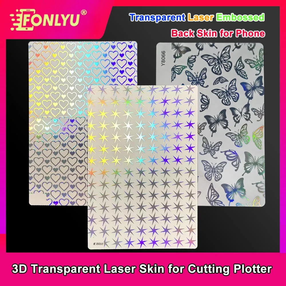 

FONLYU 50Pcs Transparent Laser Embossed Smartphone Skins Back Cover Glass Protective Film Stickers for Hydrogel Cutting Machine