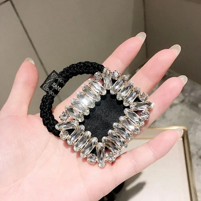 Retro High Quality French Elastic Hair Bands Elegant Pearl Hairband Crystal Rhinestone Jewelry for Women Girls Hair Accessories