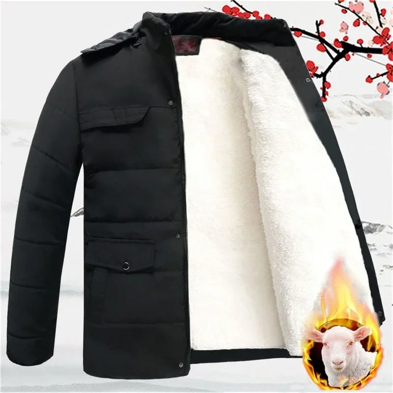 Men's Warm Winter Jacket Sheepskin Jacket Genuine Leather Warm Middle-aged and Elderly Wool Lamb Inner Jacket