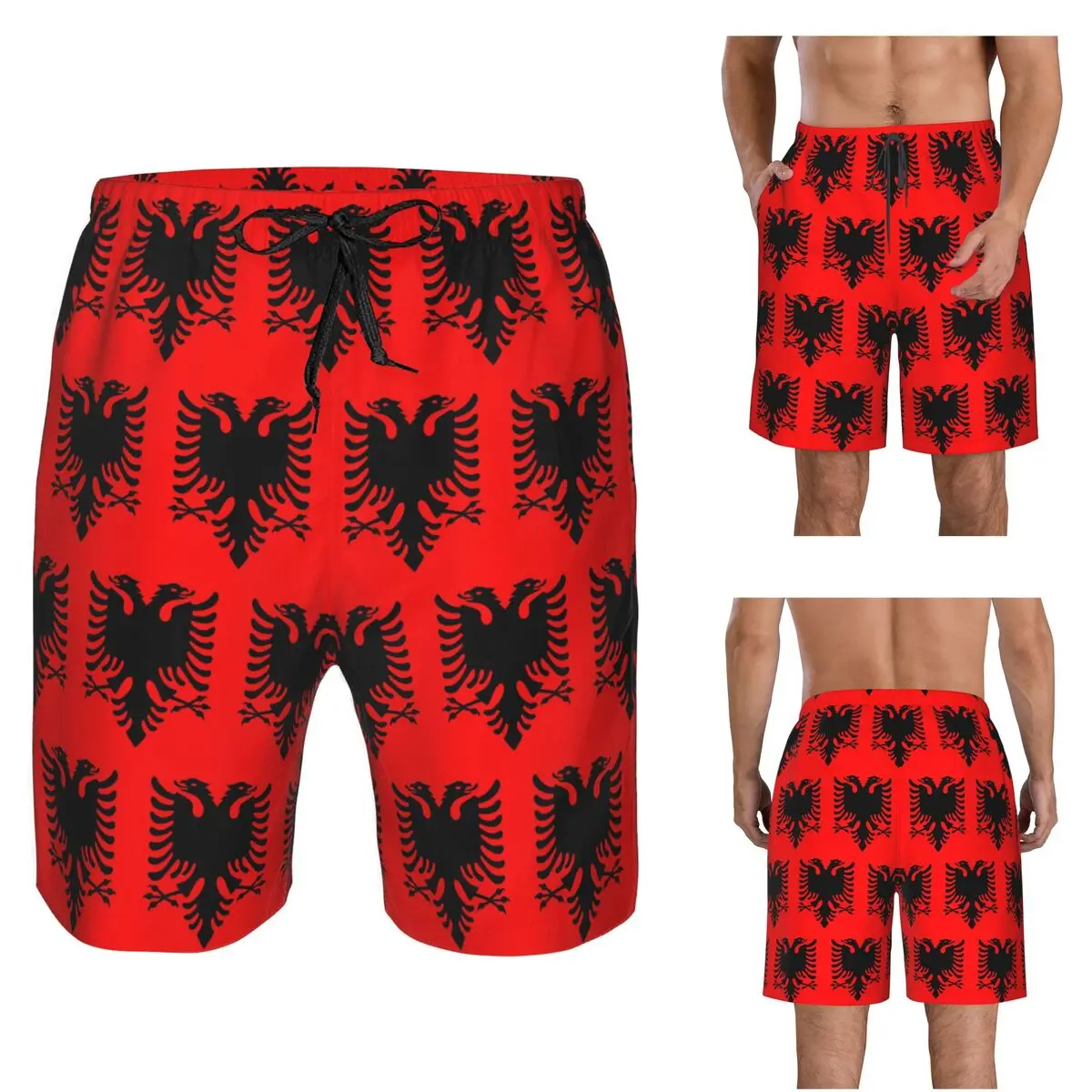 Flag Of Albania Trunks Beach Board Shorts Casual Quick Dry Swim Summer Men Pants