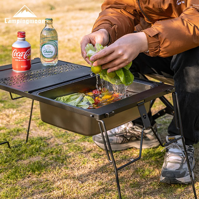 

CAMPINGMOON BKCK-26 IGT Unit 1 Sink Camping 304 Stainless Steel Dishwashing Sink Multi Functional Water Storage Basin