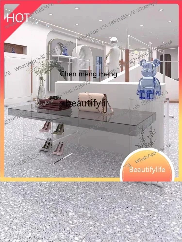 Clothing Store Acrylic Shoes and Bags Store Goods Flowing Water Zhongdao Display Stand Store Middle Display DisplayTable-Console