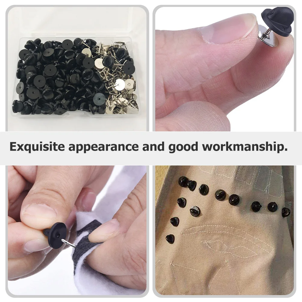 

1 Box Flat Round Replacement Pin Backs Durable Rubber Brooch Lapel Pin Badge Tie Tack Holder DIY Accessory Multipurpose