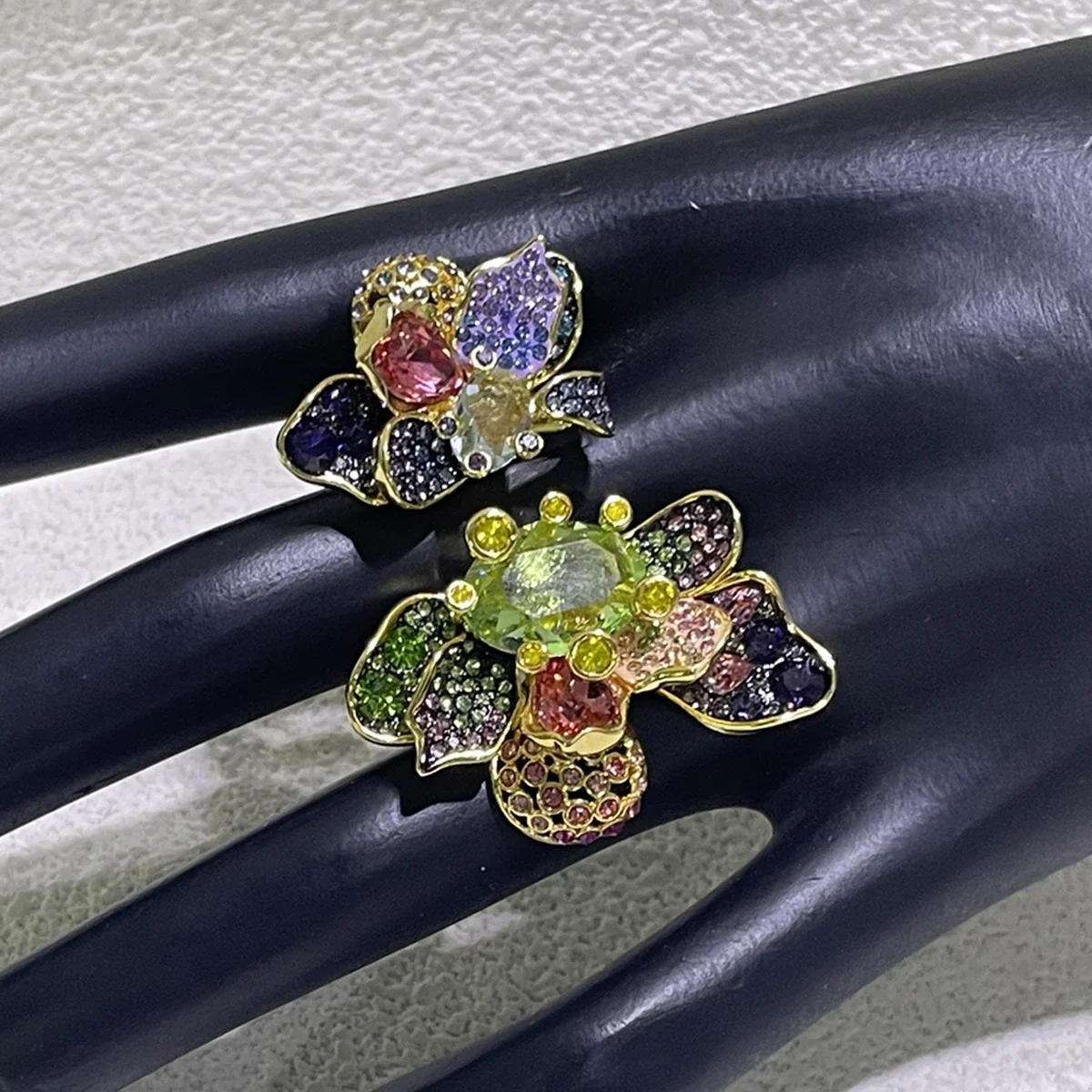 NONE Flower Butterfly Crystal Jewelry Set 7