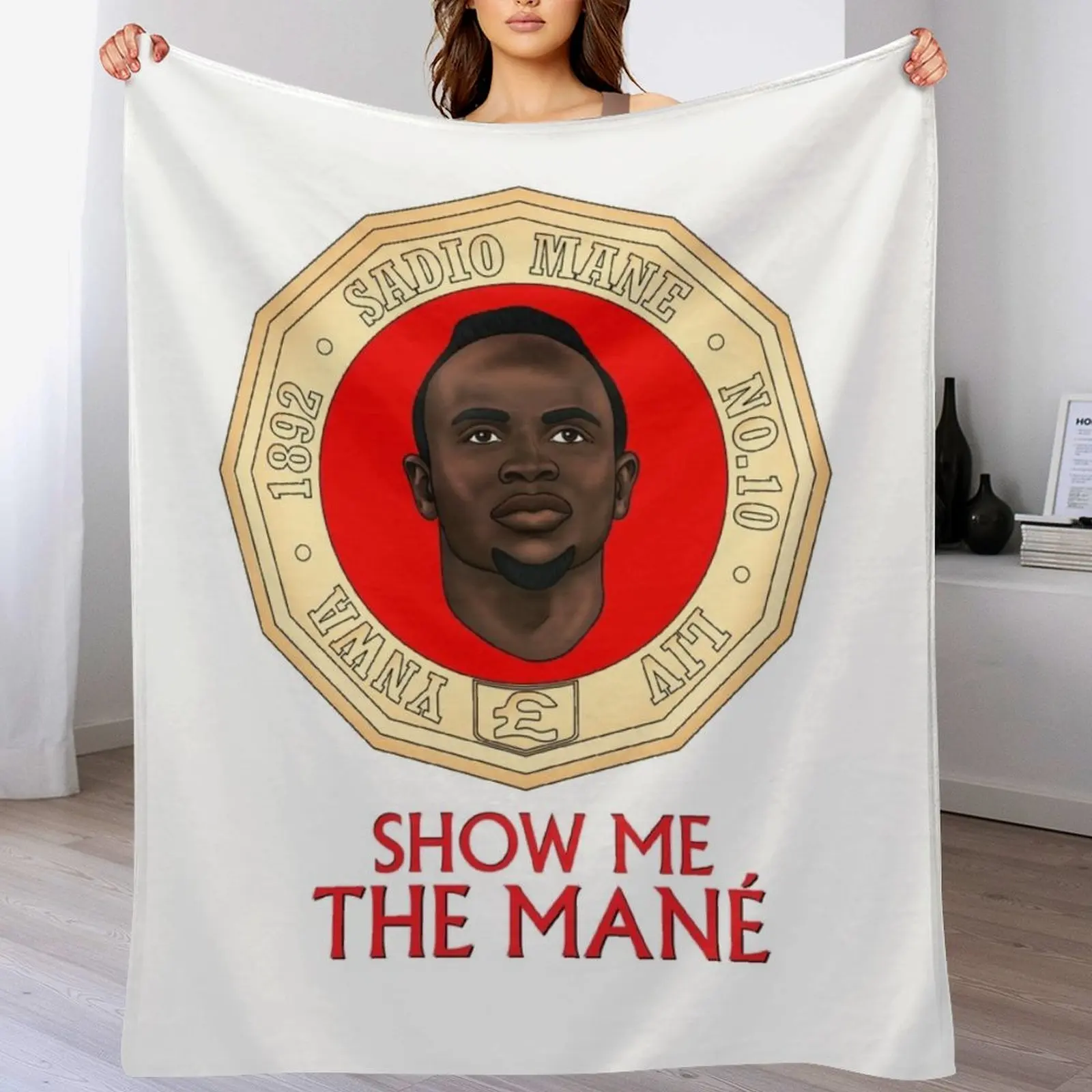 Liverpool Sadio Mane - Show Me The Mane Throw Blanket Designers Sofa Blankets