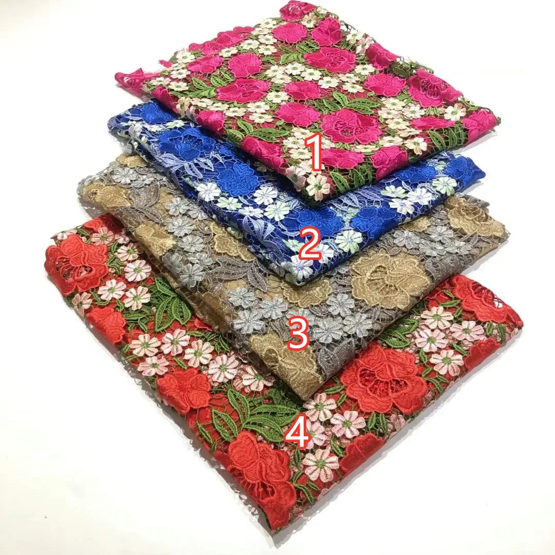 Colorful water-soluble lace Fabric/High quality Thread Embroiered Africa water-soluble For Ladies skirt/Dress /Party Design