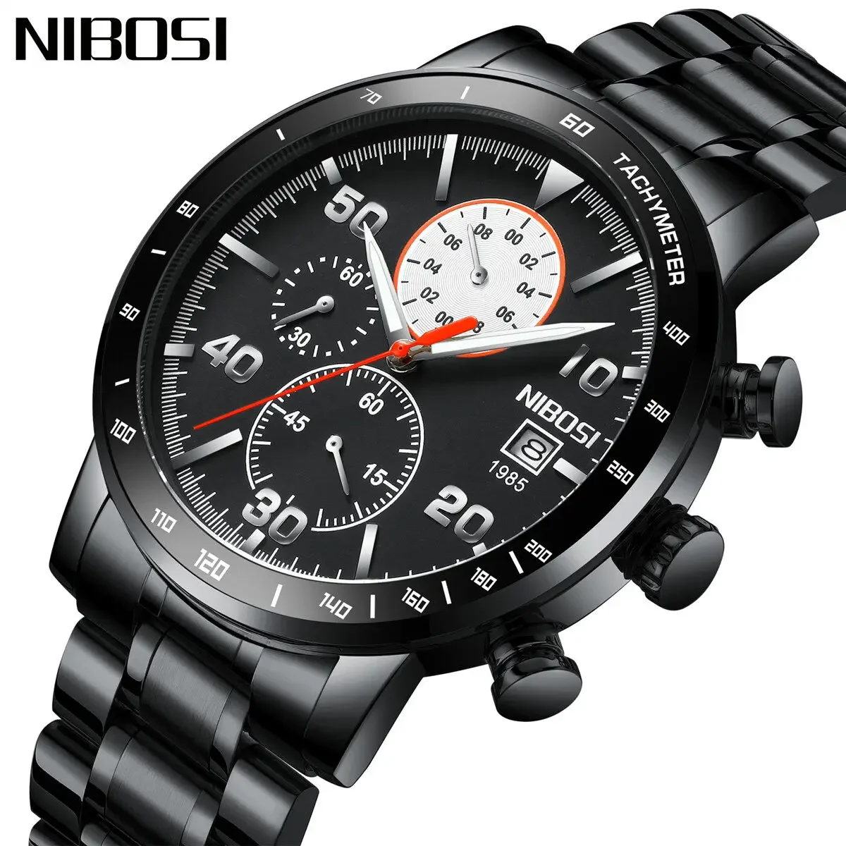 

NIBOSI модные повседневные часы мужские водонепроницаемые кварцевые военные часы с ремешком из нержавеющей стали спортивные часы мужские часы