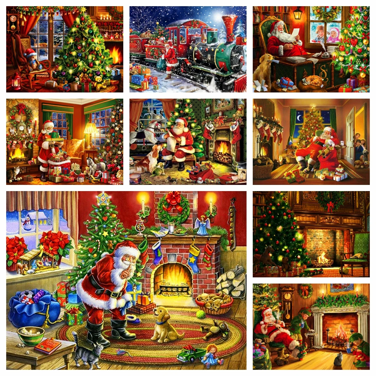 Weihnachtsmann Weihnachtsbaum 5D DIY Diamant Malerei voller runder Bohrer Handwerk Diamant Stickerei Mosaik Landschaft Wand Kunst Dekor