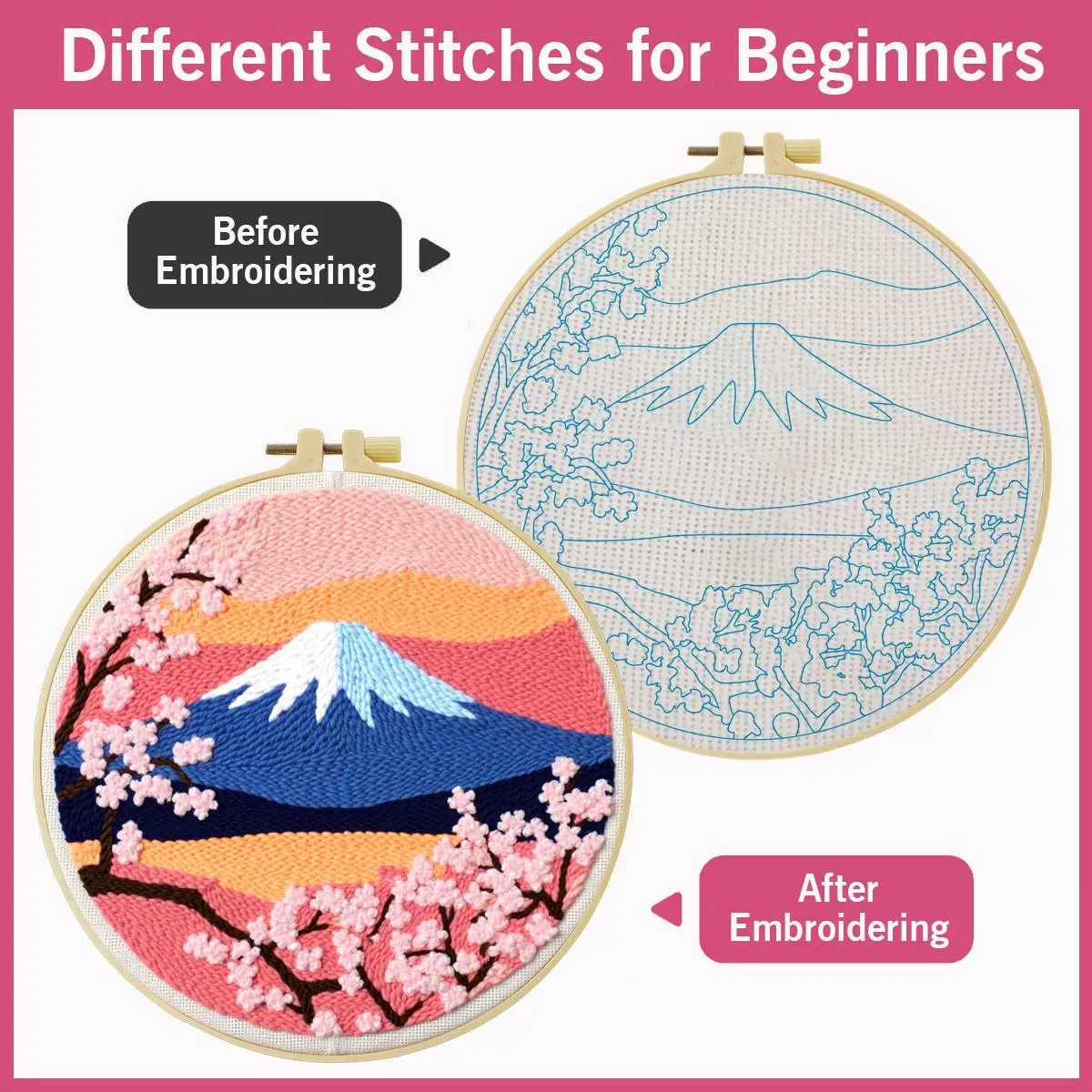 20X20CM/7,87 Zoll Mountain Punch-Nadel-Stickset, Stickerei-Set, gestrickte Stickerei, DIY-Handarbeit, Geschenk, Bastelmalerei – Detail 4