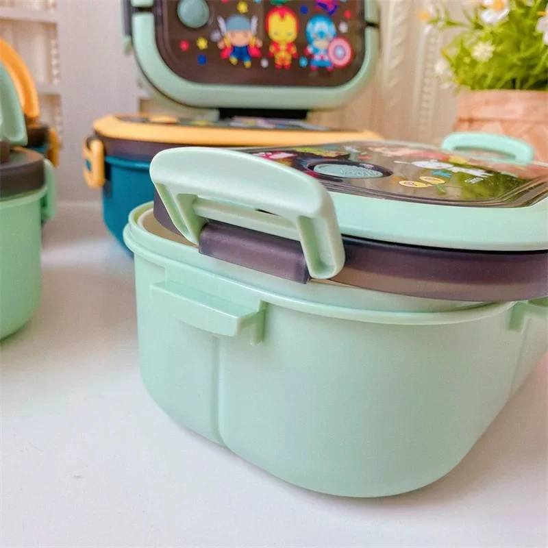 Disney Stitch Cartoon Portable Lunch Box Child Student Hermetic Bento Box Office Portable Double Layer High Capacity Lunch Box