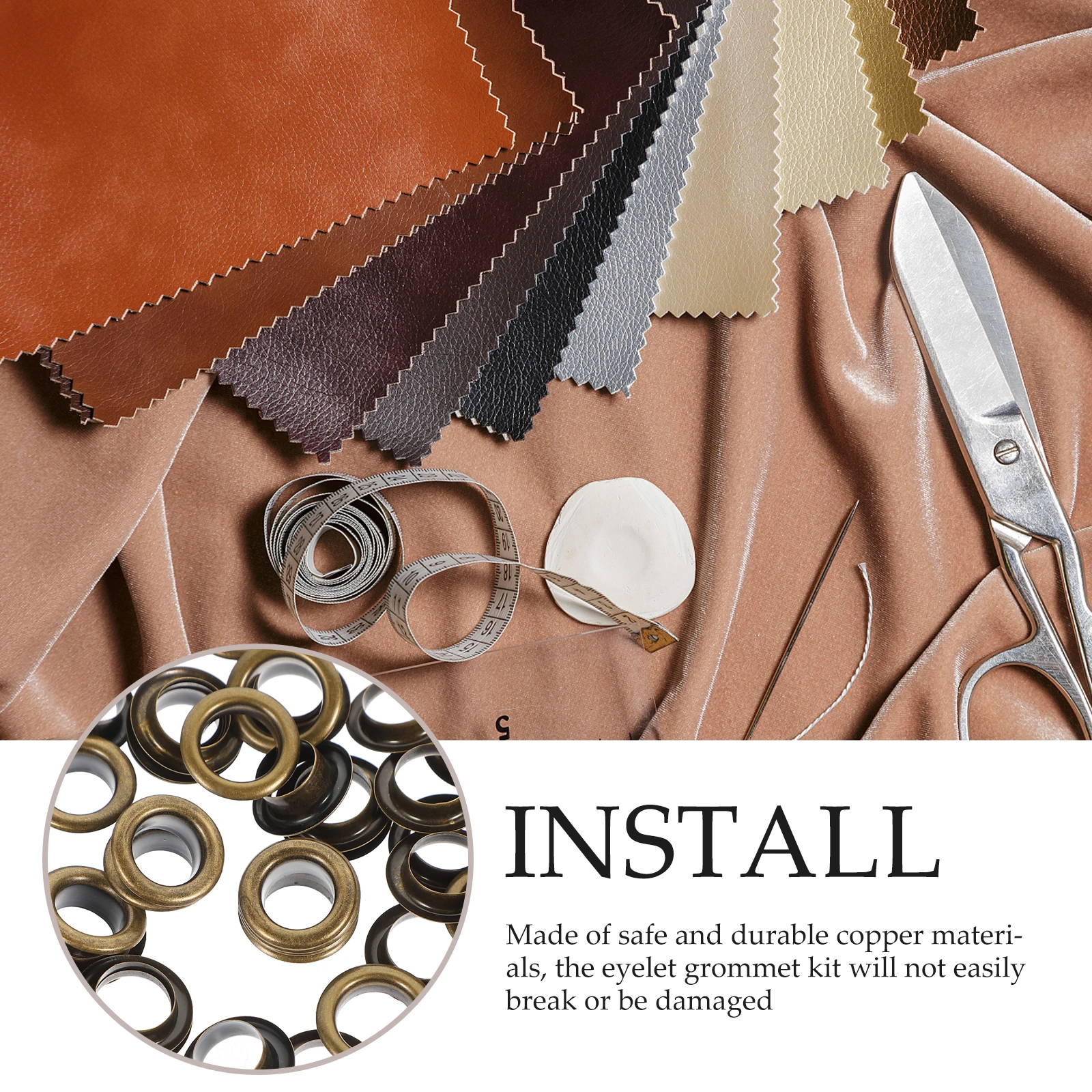 

50 set Metal Eyelets Grommets Kit Durable Copper Material Shoe Fabric Repair Hole Rings Diy Craft Fasteners For Clothes Grommet