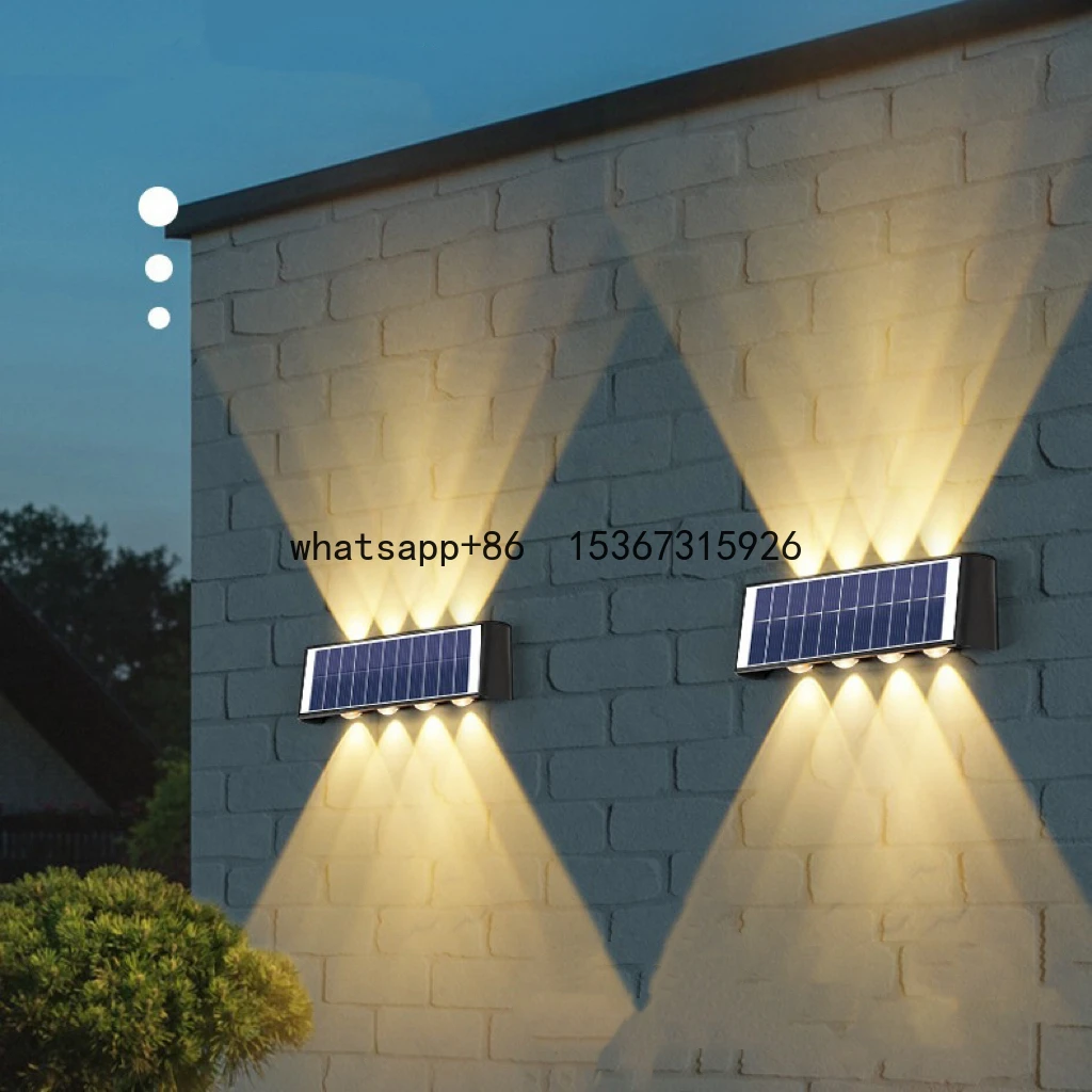 

Solar energy induction wall lamp up and down light outdoor waterproof villa courtyard landscape super bright spotlights