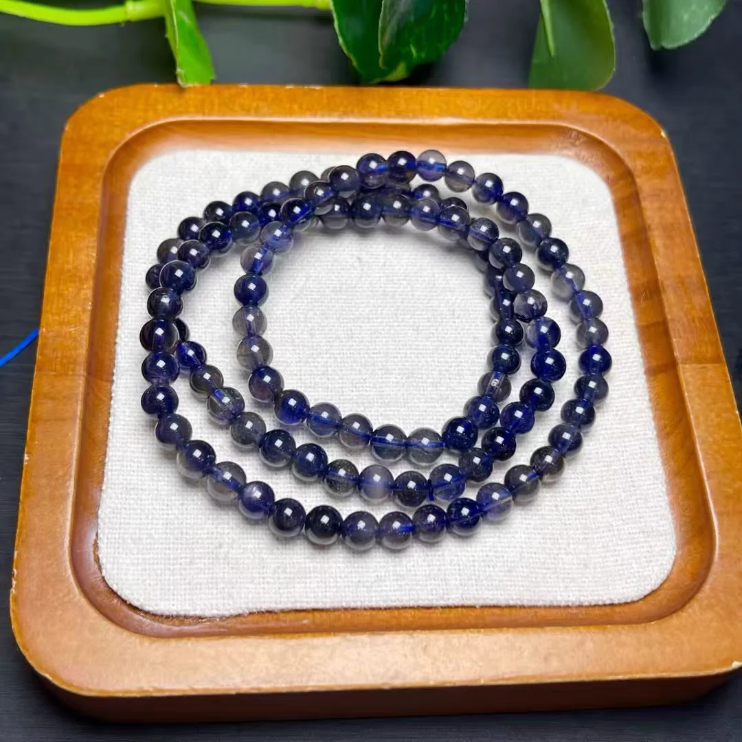 Natural Blue Dichroite Cordierite Iolite Bracelet Beads 6mm Women Iolite Crystal Clear Round Beads Fashion AAAAAA