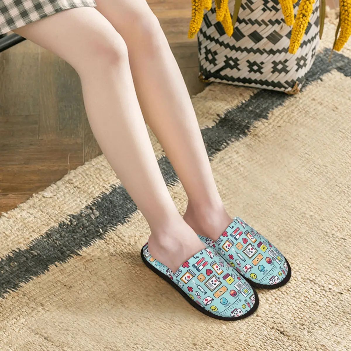 Custom Proud To Be A Nurse Surface Pattern Design Blue Slippers Memory Foam Warm Soft Women House Slipper Bedroom Fluffy Shoes
