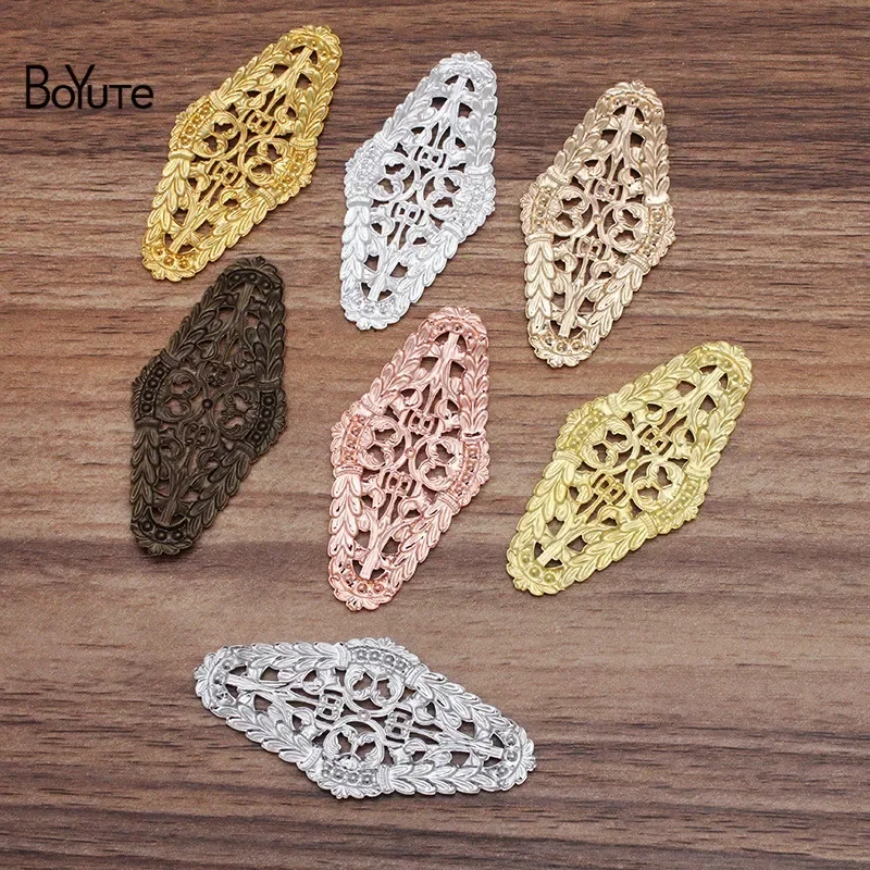 BoYuTe (20 Pieces/Lot) 60*30MM Big Filigree Flower Plate Findings Metal Brass Stamping Diy Jewelry Accessories