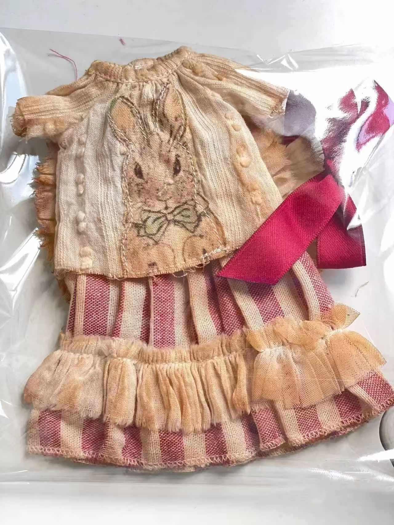 

Dula Doll Clothes Dress Self-created Vintage tea dyed rabbit skirt Blythe Qbaby ob24 ob22 Azone Licca ICY Doll