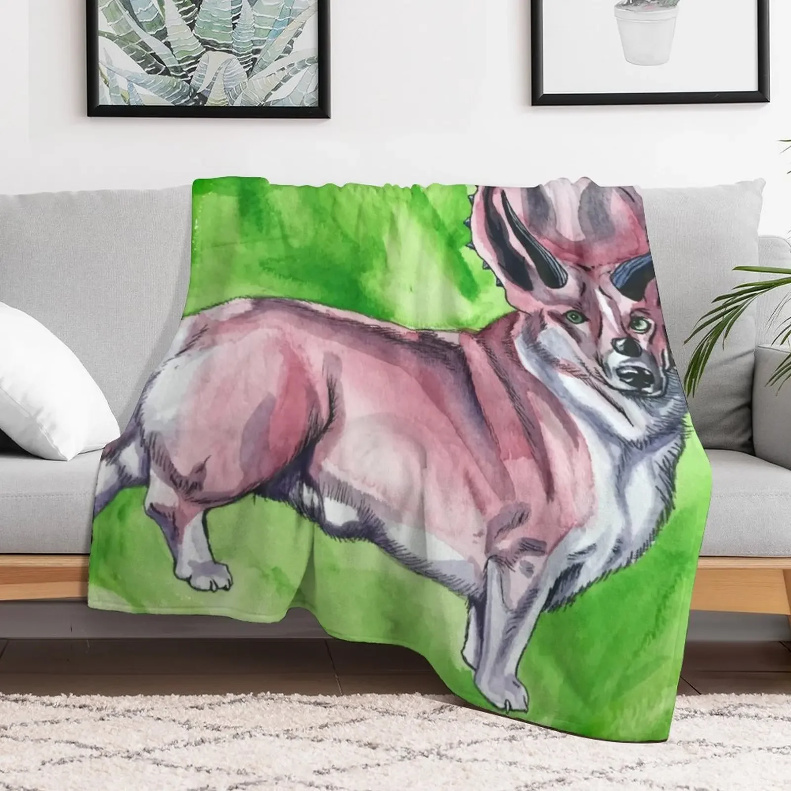 Triceratops Corgi Throw Blanket Polar Soft Beds Luxury Blankets