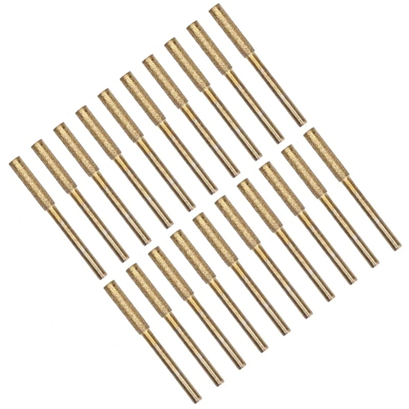

20Pcs Chainsaw Sharpener Burr Grinding Head Rotating File Sharpening Tool Set KitGold 4.8mm