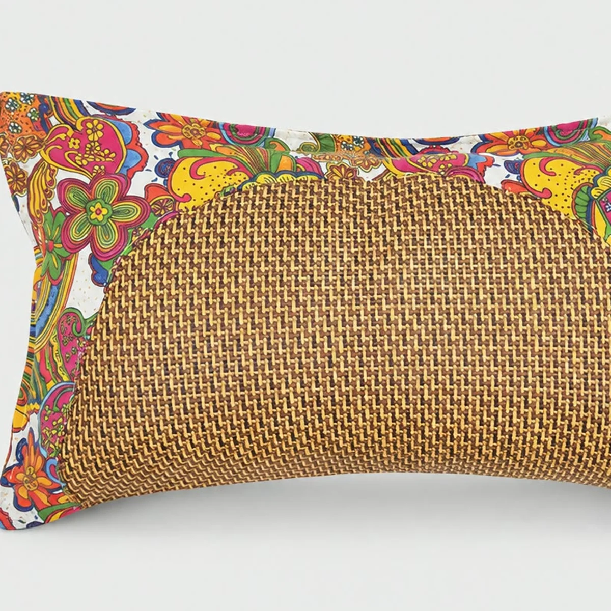 Floral Bone Shaped Neck Pillow, Woven Center Cushion, Breathable Cervical Support, Summer Travel Rest, Multicolor Relaxation