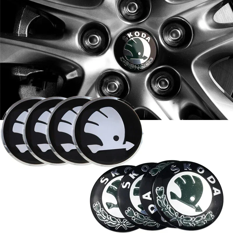 

for Skoda Automotive Wheel Center Cover Hub Sticker Octavia A5 A7 Fabia Superb Kamiq Rapid Yeti Citigo Vision Kodiak Car Styling