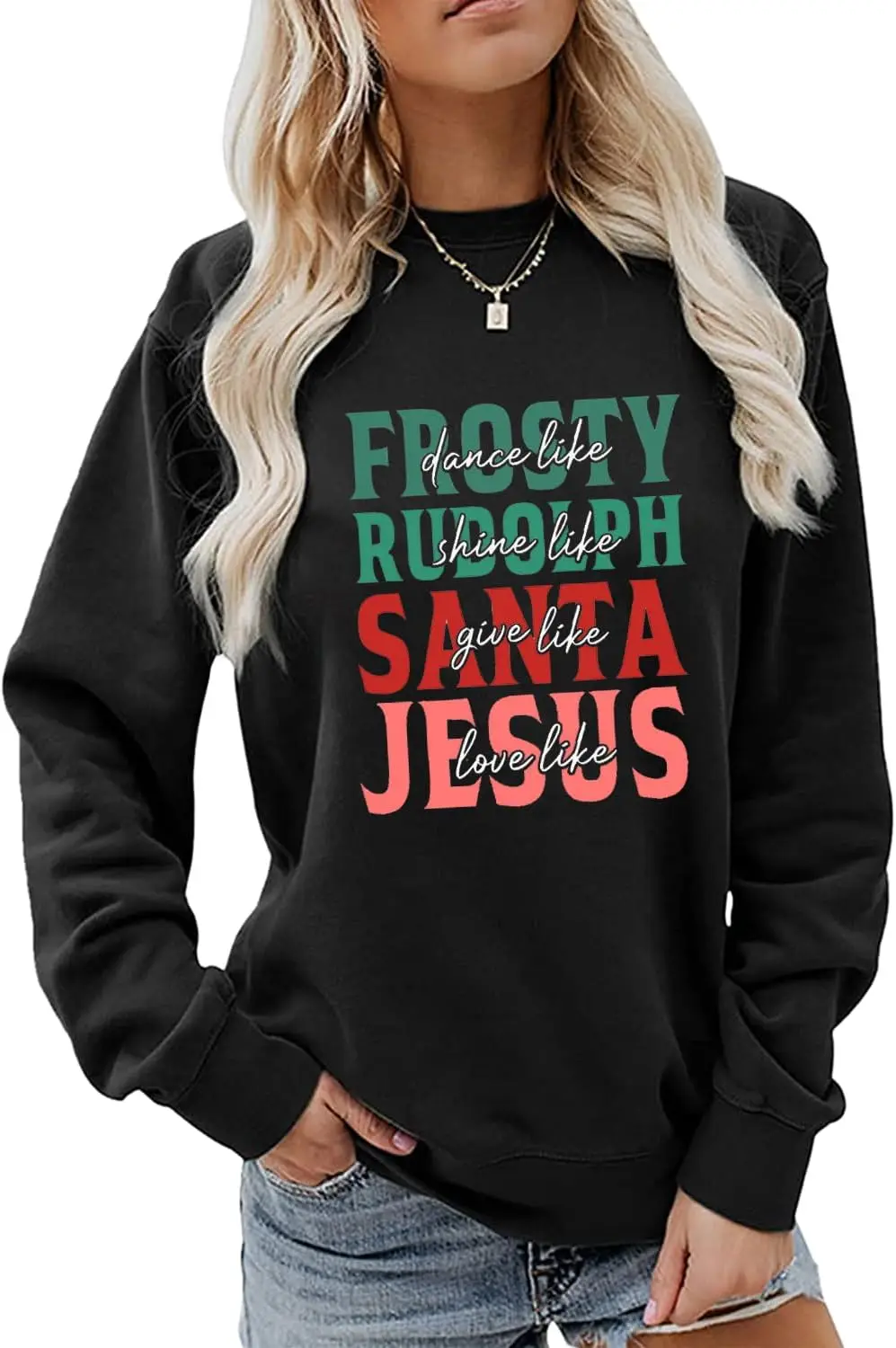 

Толстовка Dance Like Frosty Love Like Jesus, рождественская рубашка, подарок для женщин, пуловер с круглым вырезом, топы, христианский свитер