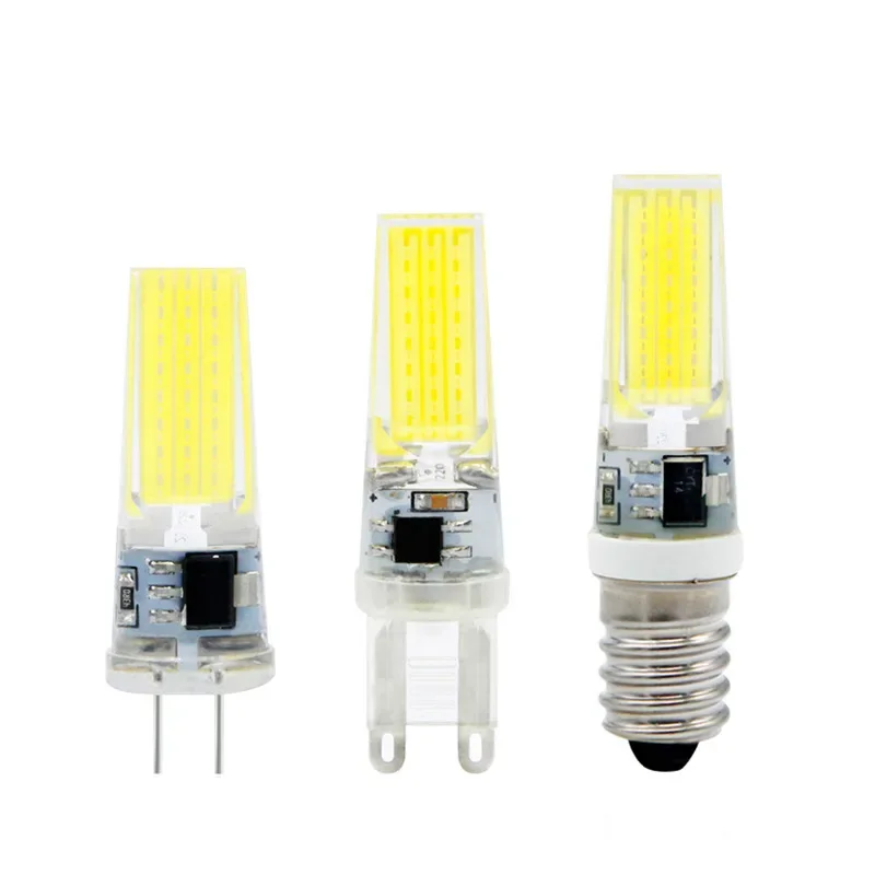 10ชิ้น/ล็อต E14 G9 G4หลอดไฟ LED AC DC12V 220V 3W 6W COB หลอดไฟฮาโลเจน30W 60W สว่างพิเศษโคมไฟวอร์มไวท์เย็น