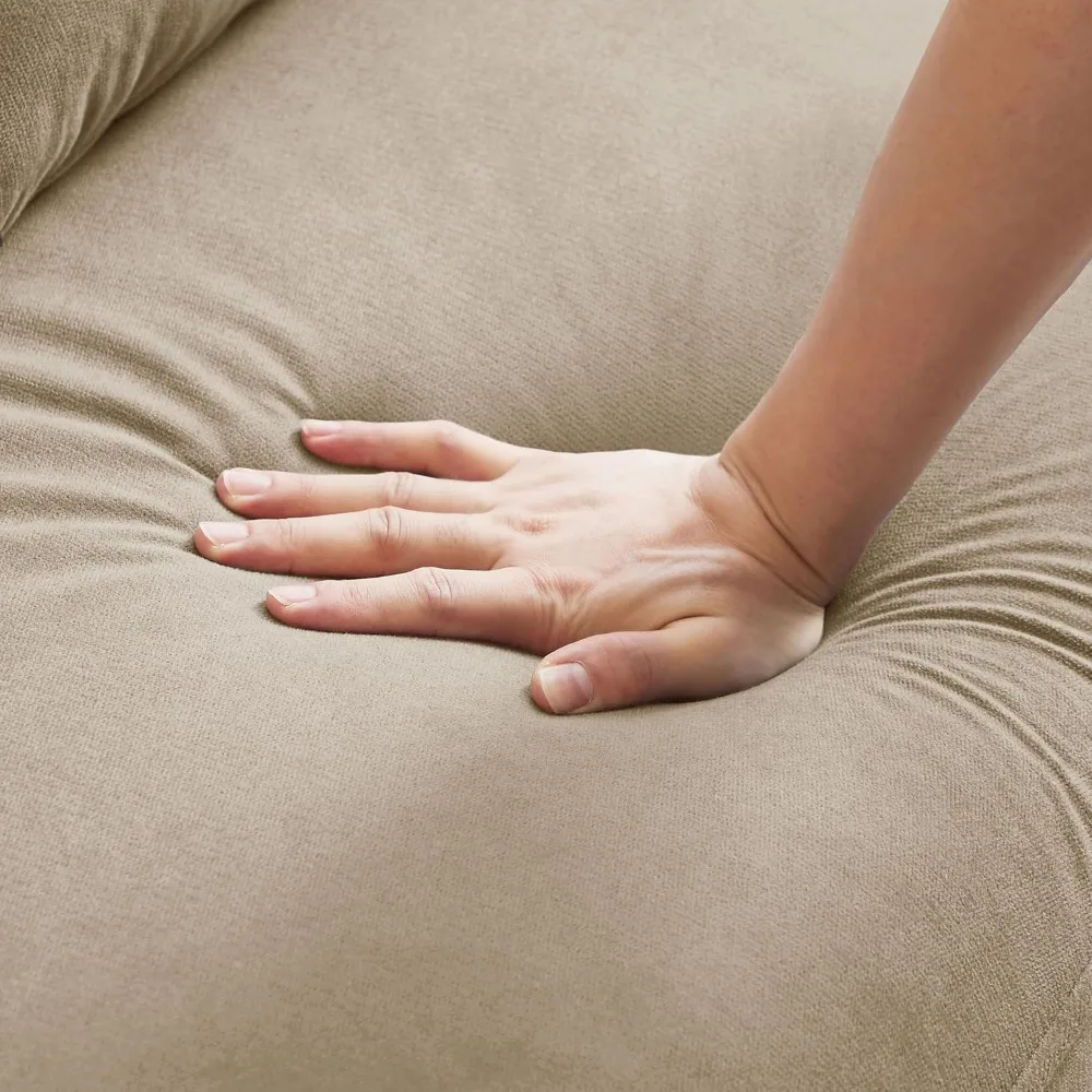 Sofá de dos plazas moderno de mediados de siglo con cojines traseros, patas de madera para espacio en la sala de estar