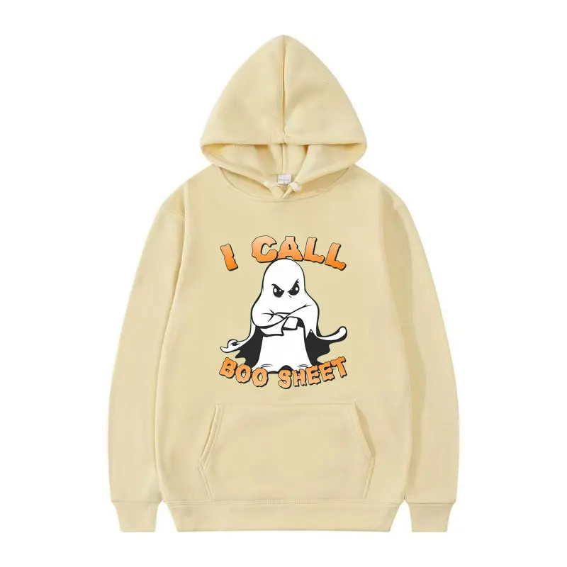 I Call Boo Sheet Ghost Funny Halloween Graphic Hooded Sweatshirts Men Women Fashion Vintage Long Sleeve Casual HoodieStreetwear