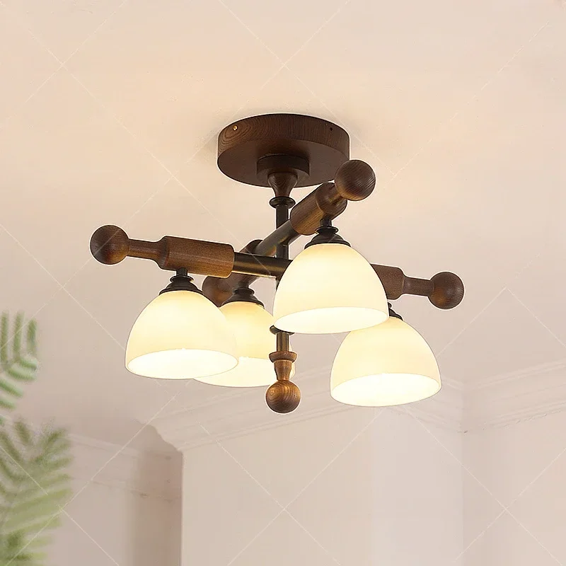 

GHEUVNJ French retro bedroom ceiling light, Chinese style quiet style master bedroom, solid wood dining room, study room, cloak