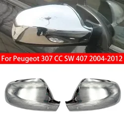 For Peugeot 307 CC SW 407 2004-2012 Car Rearview Side Mirror Cover Wing Cap Exterior Sticker Door Rear View Case Trim Carbon