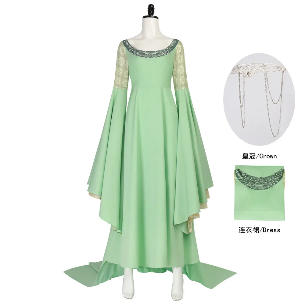 

Movie Arwen Cosplay Costume Arwen Long Dress Crown Outfit For Adult Women Girls Halloween Carnival Masquerade Disguise Suit