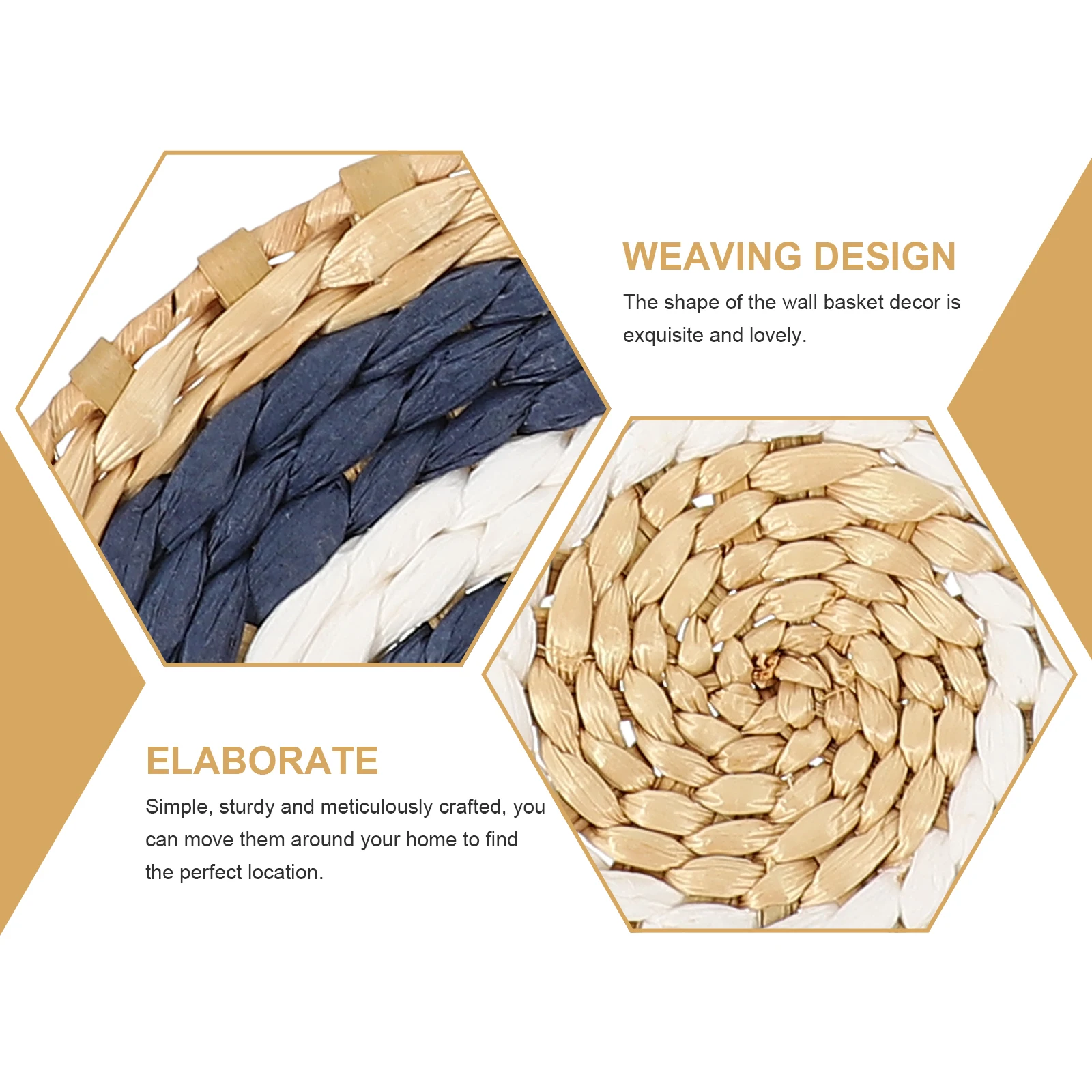 

3 Pcs Straw Woven Baskets Wall Decor Flat Hanging Fall Decoration Background Storage Baskets Home Decorative Plates