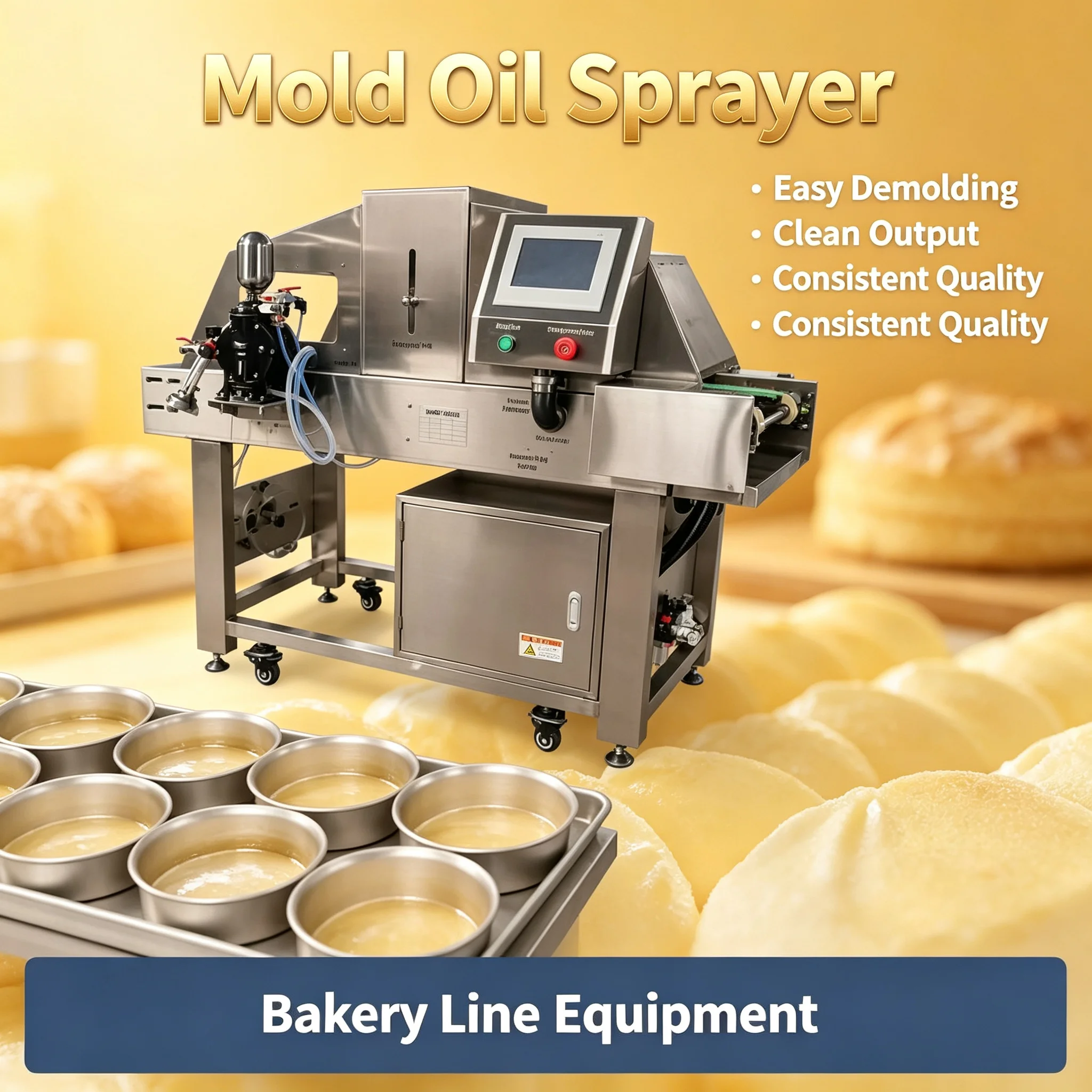 Industrial Cake Mold Oil Spraying Machine Adjustable Coating Device For Baking Tray Demolding Customized