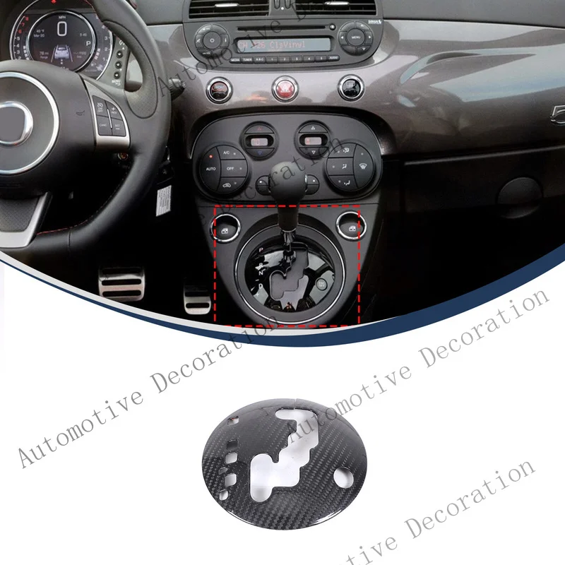 Couverture de levier de vitesses en fibre de carbone véritable Z+ pour Fiat 500 2010-15