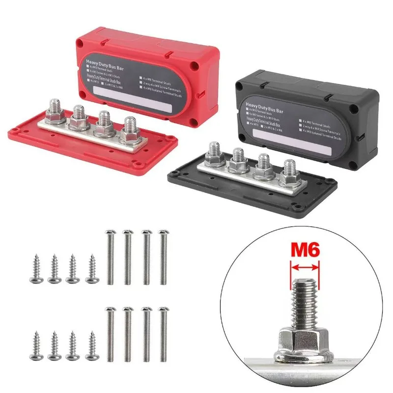 300A Bus Bar Power Distribution Box,12-48VTerminal Block With M6 M8 M10 Studs,Car RV Yacht Boat Wiring Modification Junction Box