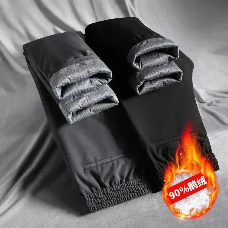 

Men's Goose Elastic Waist Outer Wear Cold-Proof Casual Down New Winter Thickened Warm Straight Pants