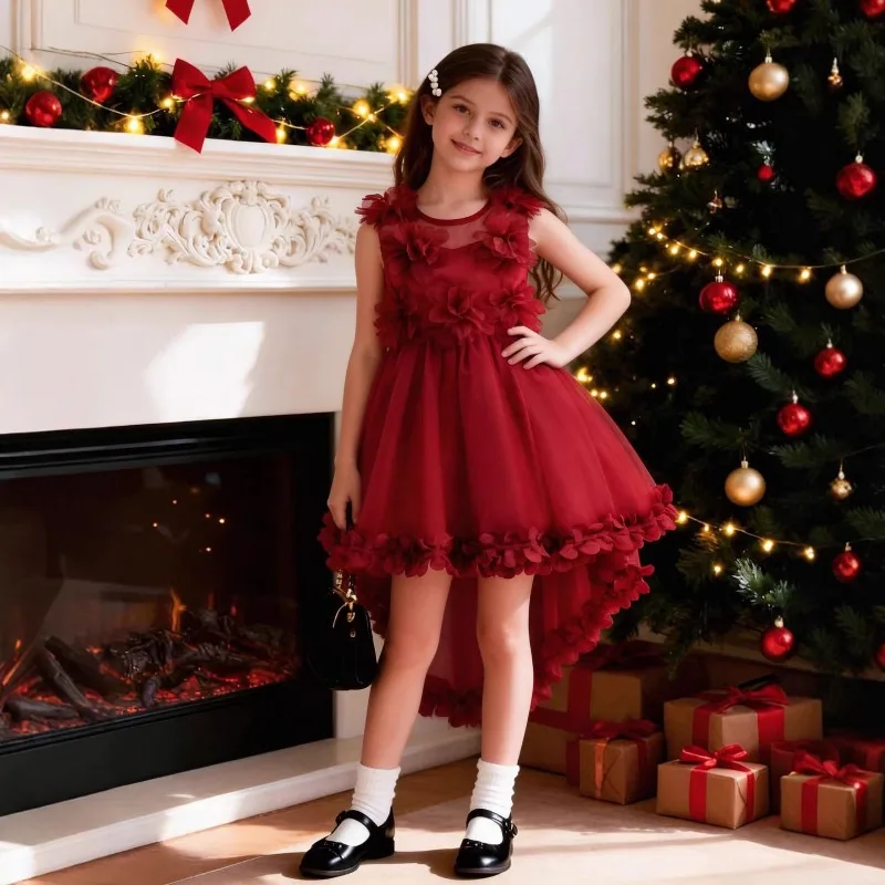 New Arrival Kids Formal Dress Elegant Princess Gown for Girls Wedding Bridesmaid Pageant Host Birthday Party Photo Shoot Dress