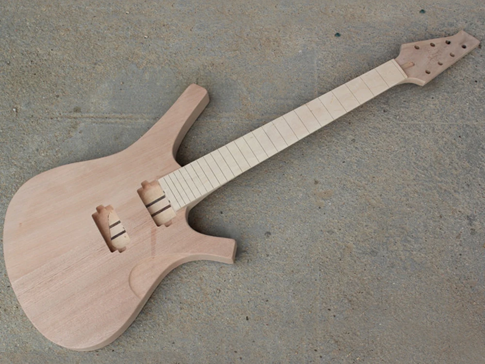 DIY 6 Strings Semi-finished Electric Guitar with Mahogany Body,Maple Neck,Neck Through Body