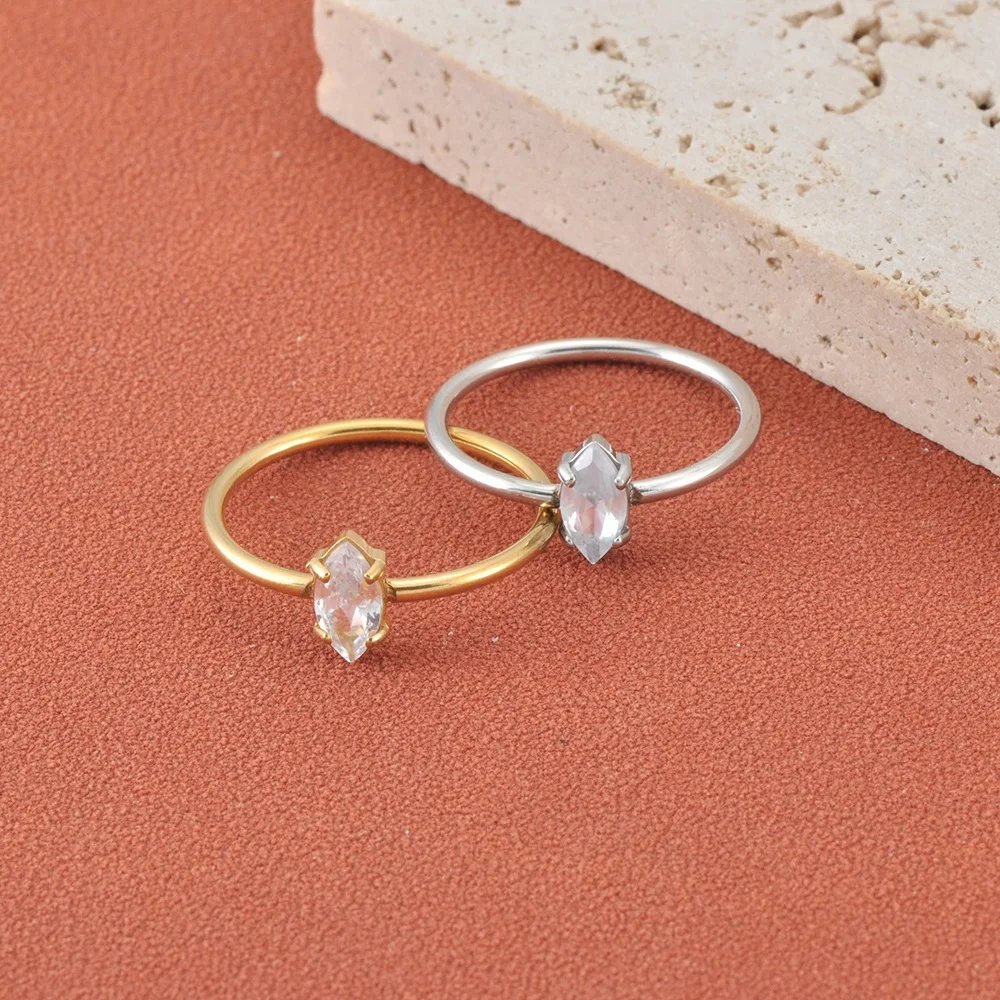 JeeMango Edelstahl-Ring mit geometrischem Zirkon für Damen, trendiger Partyschmuck, minimalistische Accessoires R26018 – Detail 4