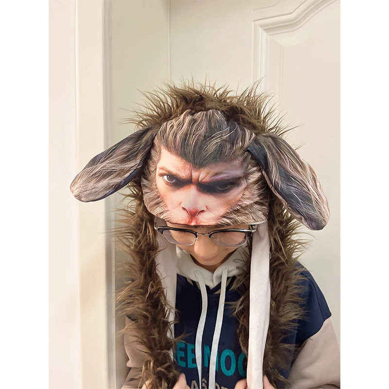 MINISO Gengar Eevee Wukong Beanie Hat Kan Bewegen Bunny Oren Hoed Met Glans Oorklep Beweegbare Oren Casual Animal Cap Mutsen Gift