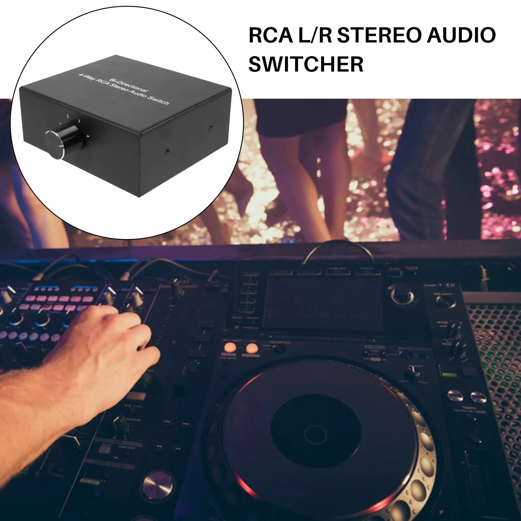 4-Way Stereo L/R Sound Channel Bi-Directional Audio Switcher, 1 in 4 Out /4 in 1 Out, Audio Switch Splitter for Speaker