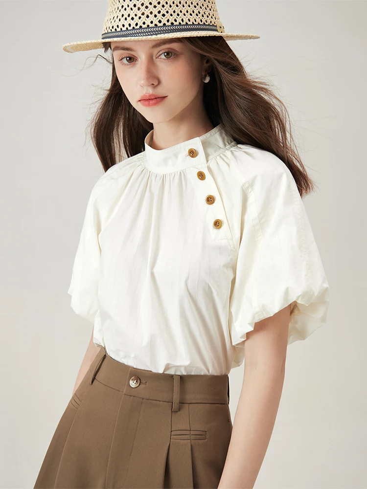 FSLE French Style Detachable Tie Loose Versatile Women\'s Shirt 2024 Summer New Elegant Casual White Female Top 24FS12715